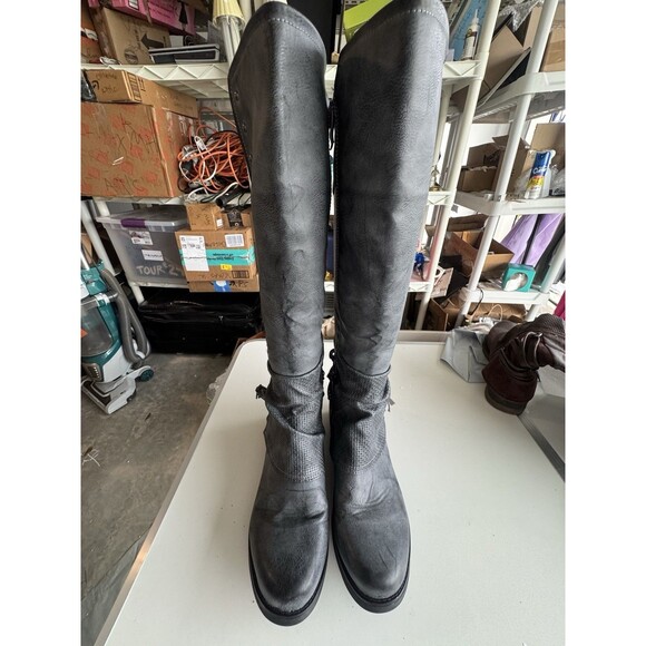 Patrizia Maxie knee high Tall Riding  boots shoe size 10 M gray faux leather - Picture 1 of 7